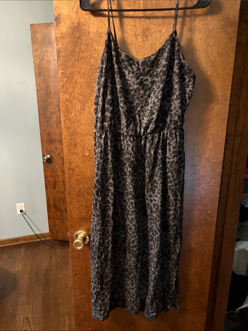 Old Navy Black and Charcoal Leopard Print Maxi Dress
